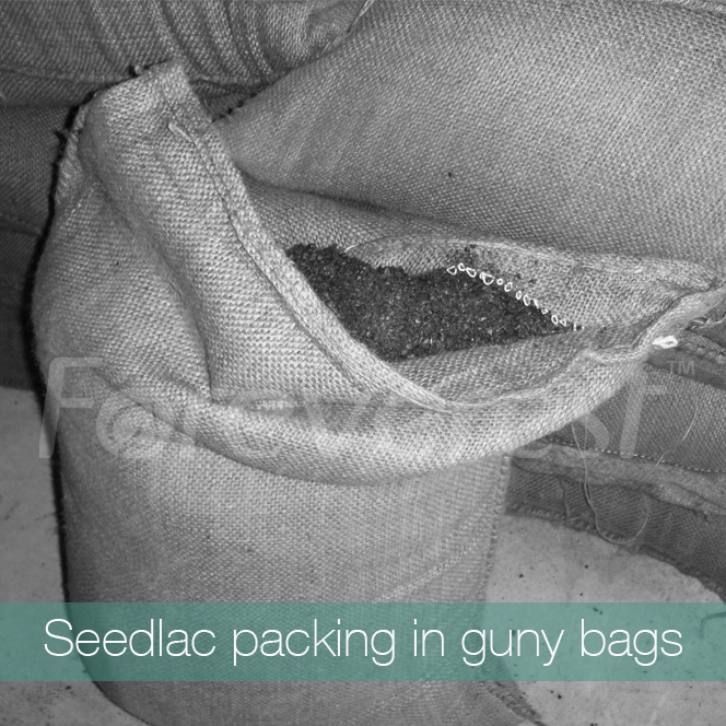 Seedlac packing in gunny bags