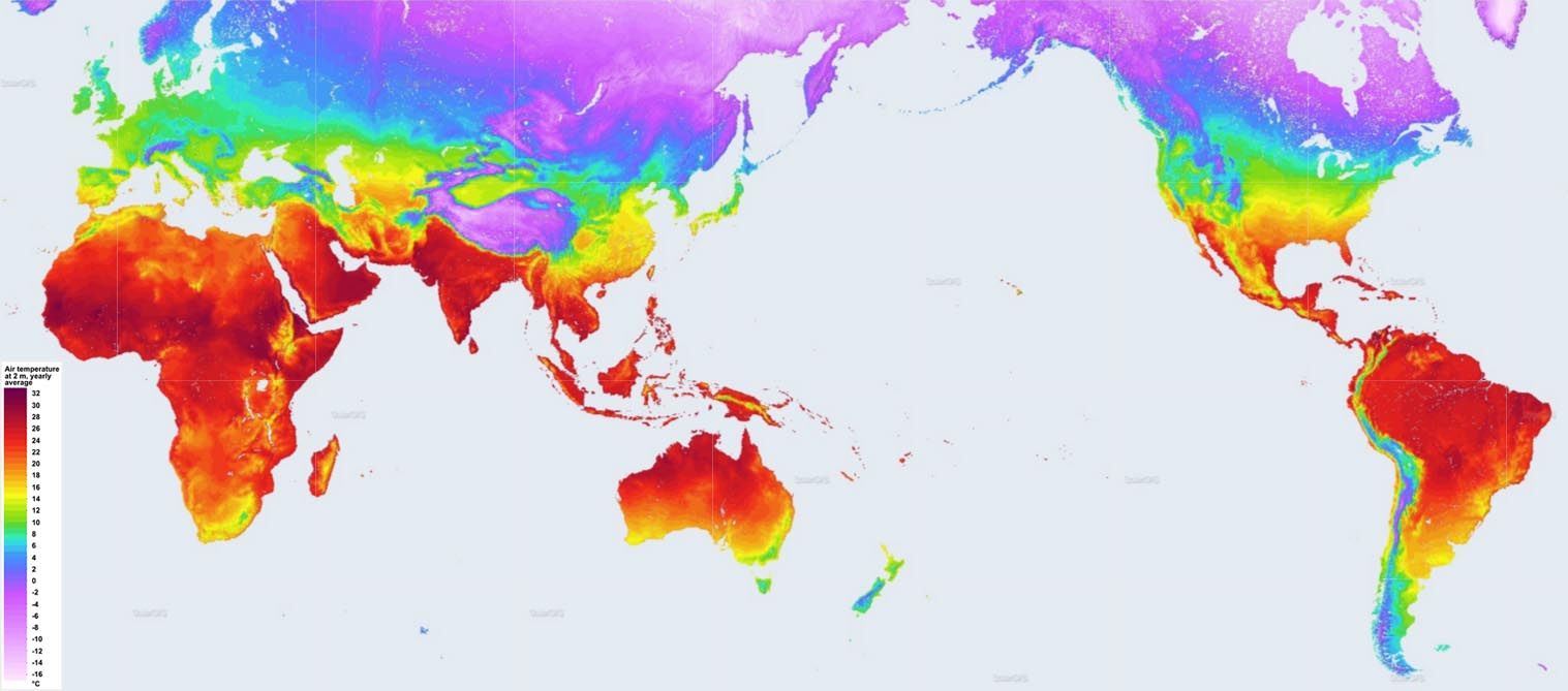 Yearly Average iMaps of Global Air Temperature by Solargis