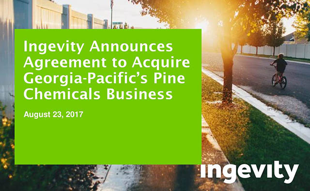 Ingevity Completes Acquisition of Georgia-Pacific’s Pine Chemicals Business