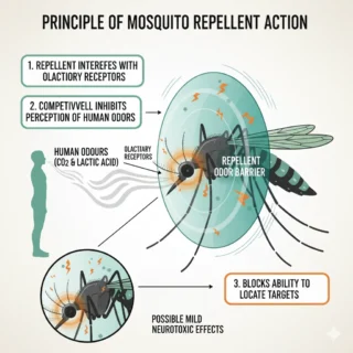 The mechanism of action of mosquito repellents